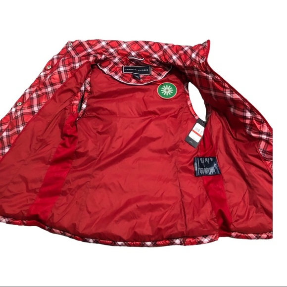 Tommy Hilfiger red plaid tufted quilted‎ fitted puffy puffer vest size XS new - Picture 10 of 13